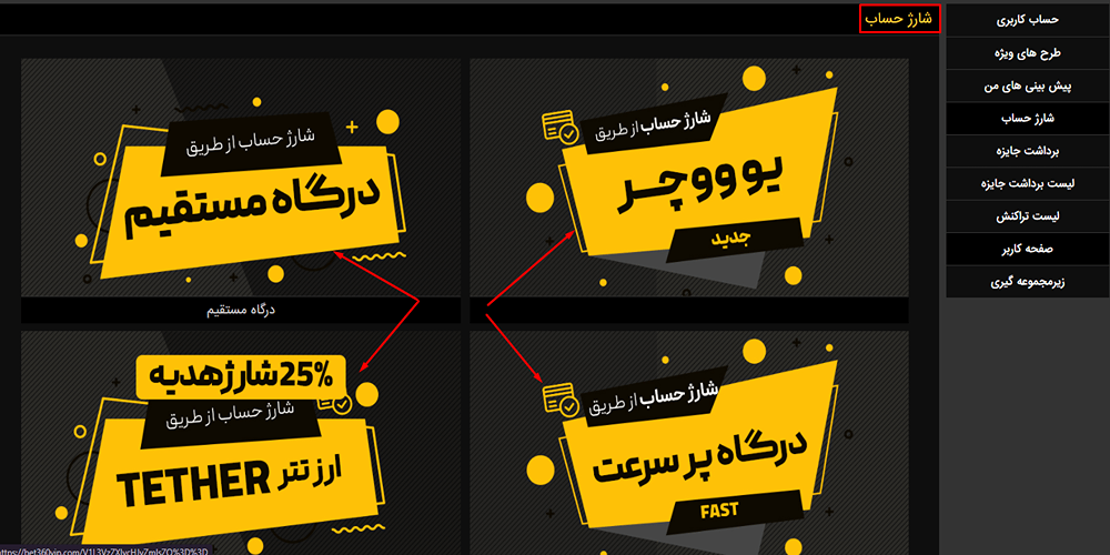 شارژ حساب در Bet 360